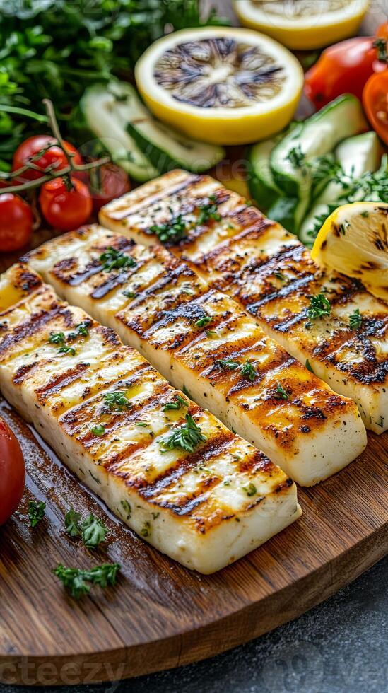Grilled Feta with Fresh Vegetables - A Flavorful Mediterranean Delight photo