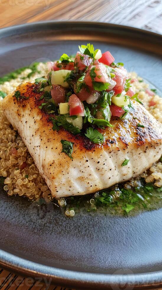 Pan-Seared Fish with Quinoa and Salsa photo
