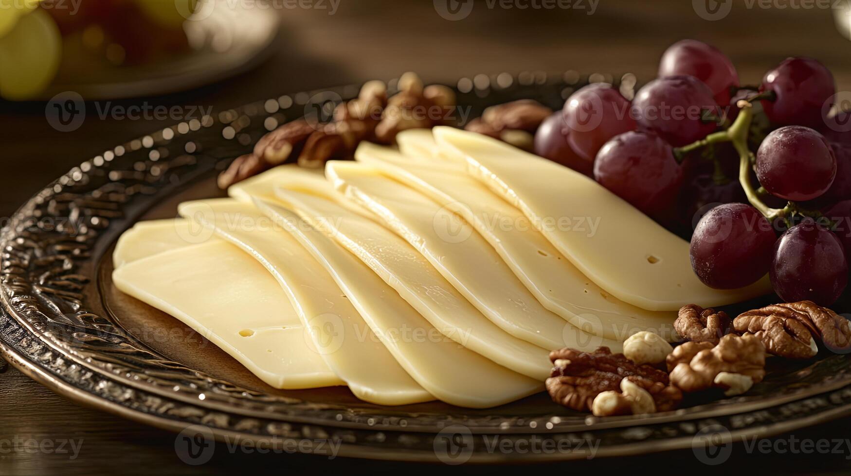 Cheese Slices with Grapes and Nuts - A Delightful Appetizer photo