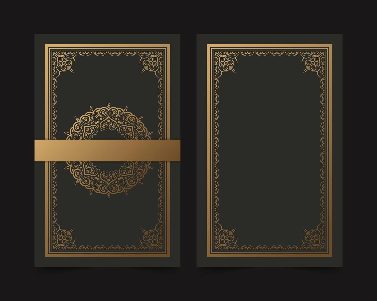 Luxury gold dark calligraphy ornament frame art design template vector
