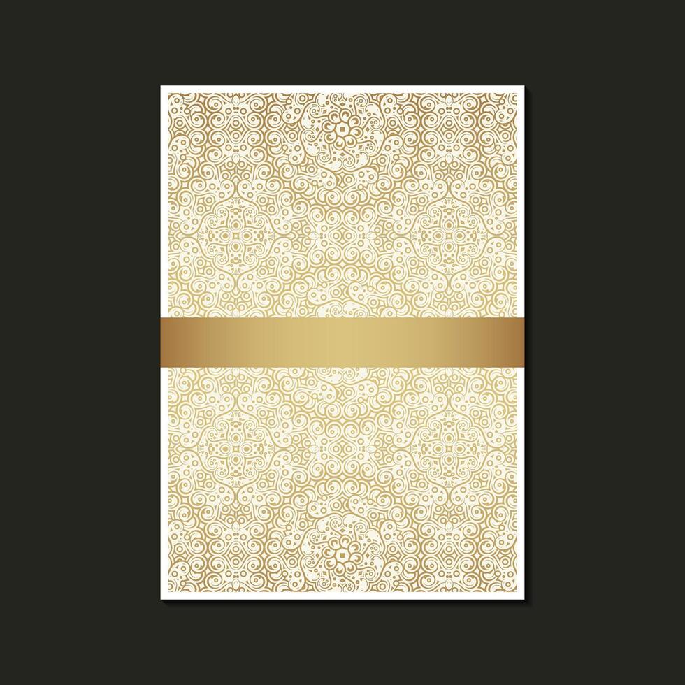 cover of elegant art pattern motif in gold color vector