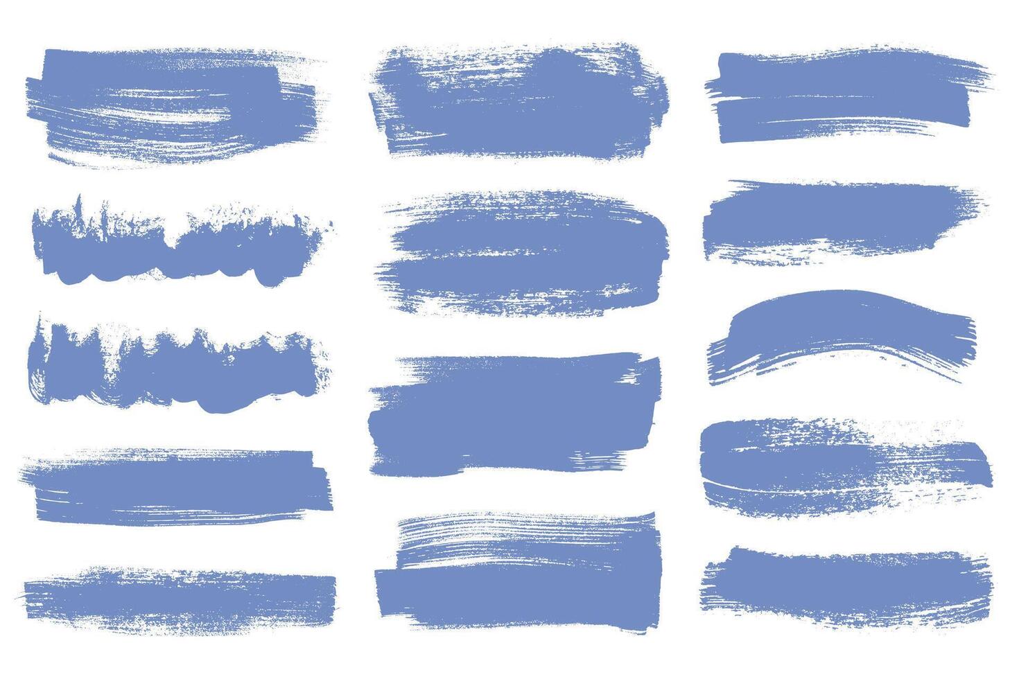 Collection of Ink Brush Strokes. Big Bold Brush Stroke Lines Set. Blue thick grunge banners, underline and highlight brush textures for posters, presentations, ads vector