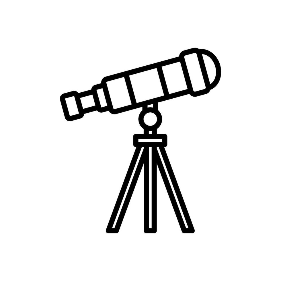 telescope icon facing sky, line style icon vector