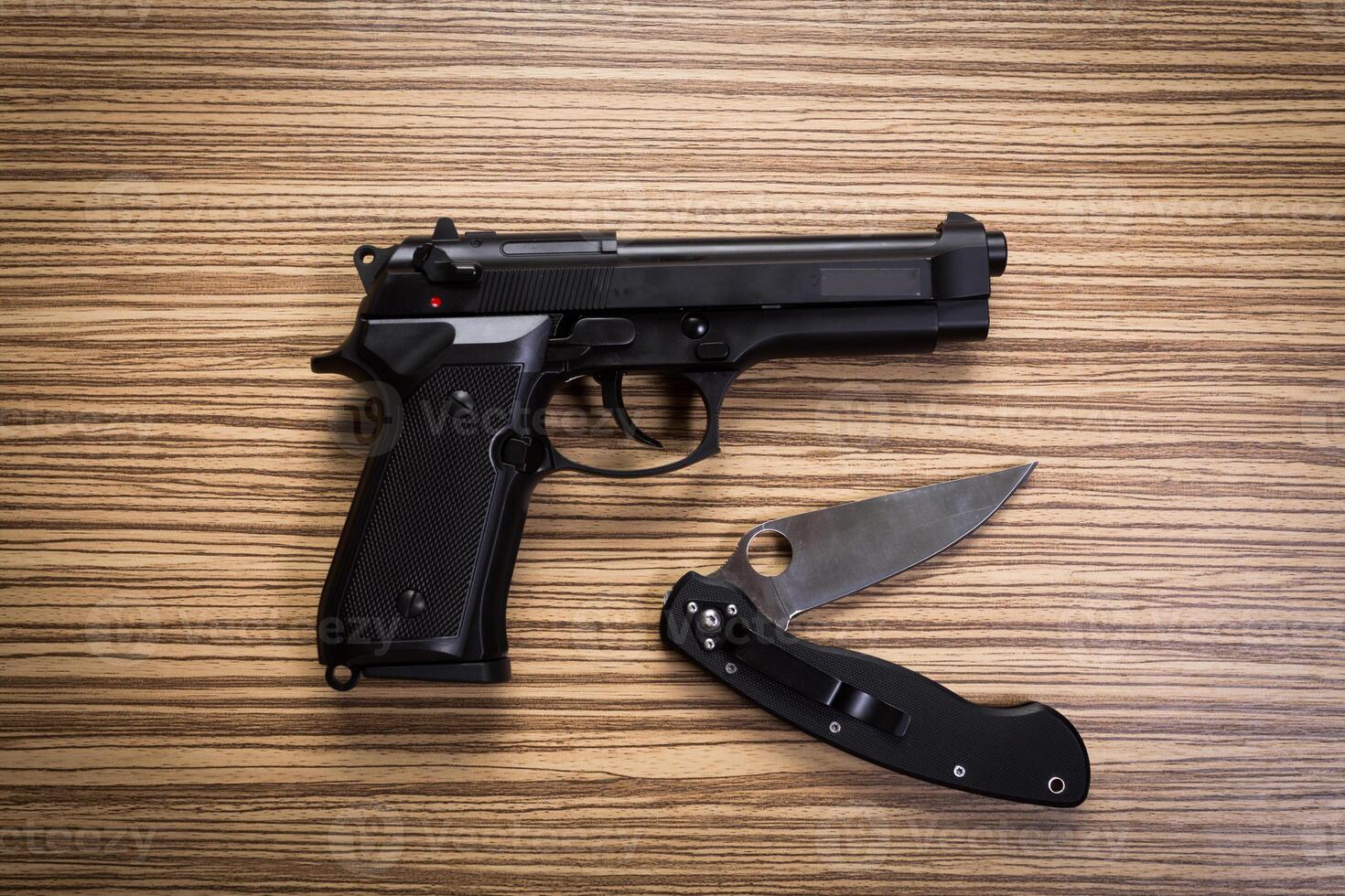 Terrorism concept. Handguns.Close up. photo
