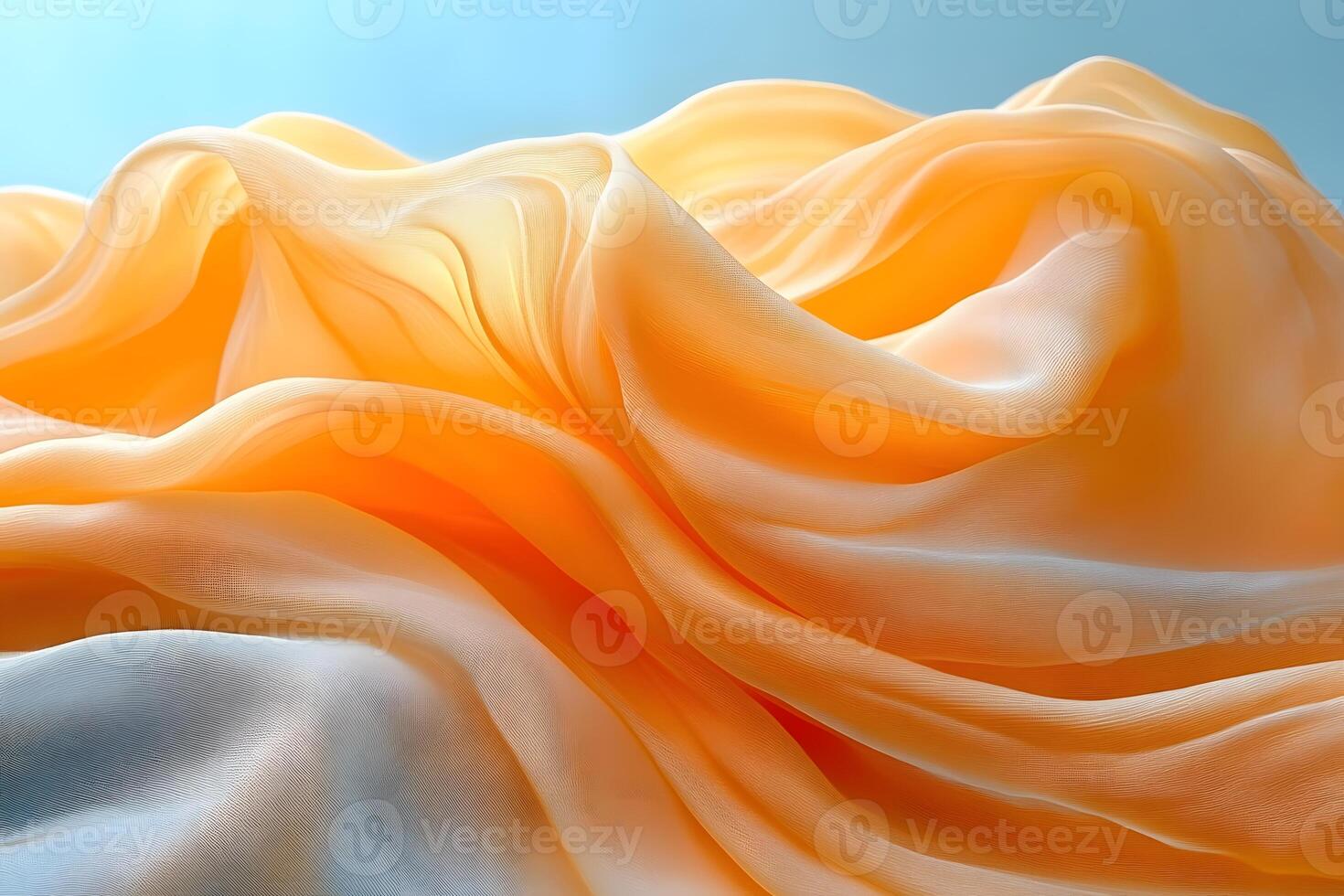 Abstract Waves of Soft Orange and Blue Fabric Flowing in Harmony photo