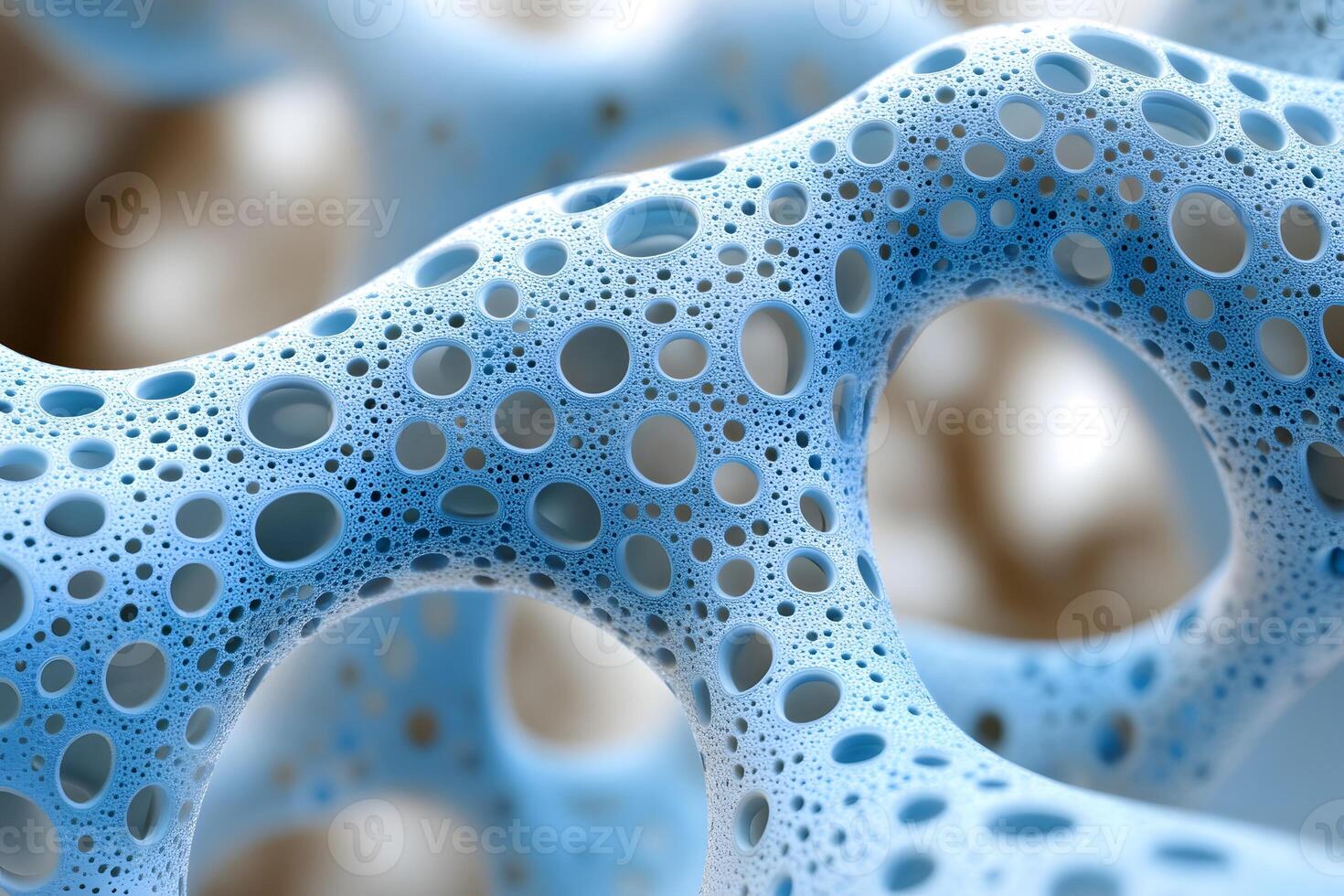 Abstract Cellular Structure with Blue and White Organic Patterns for Science and Design photo