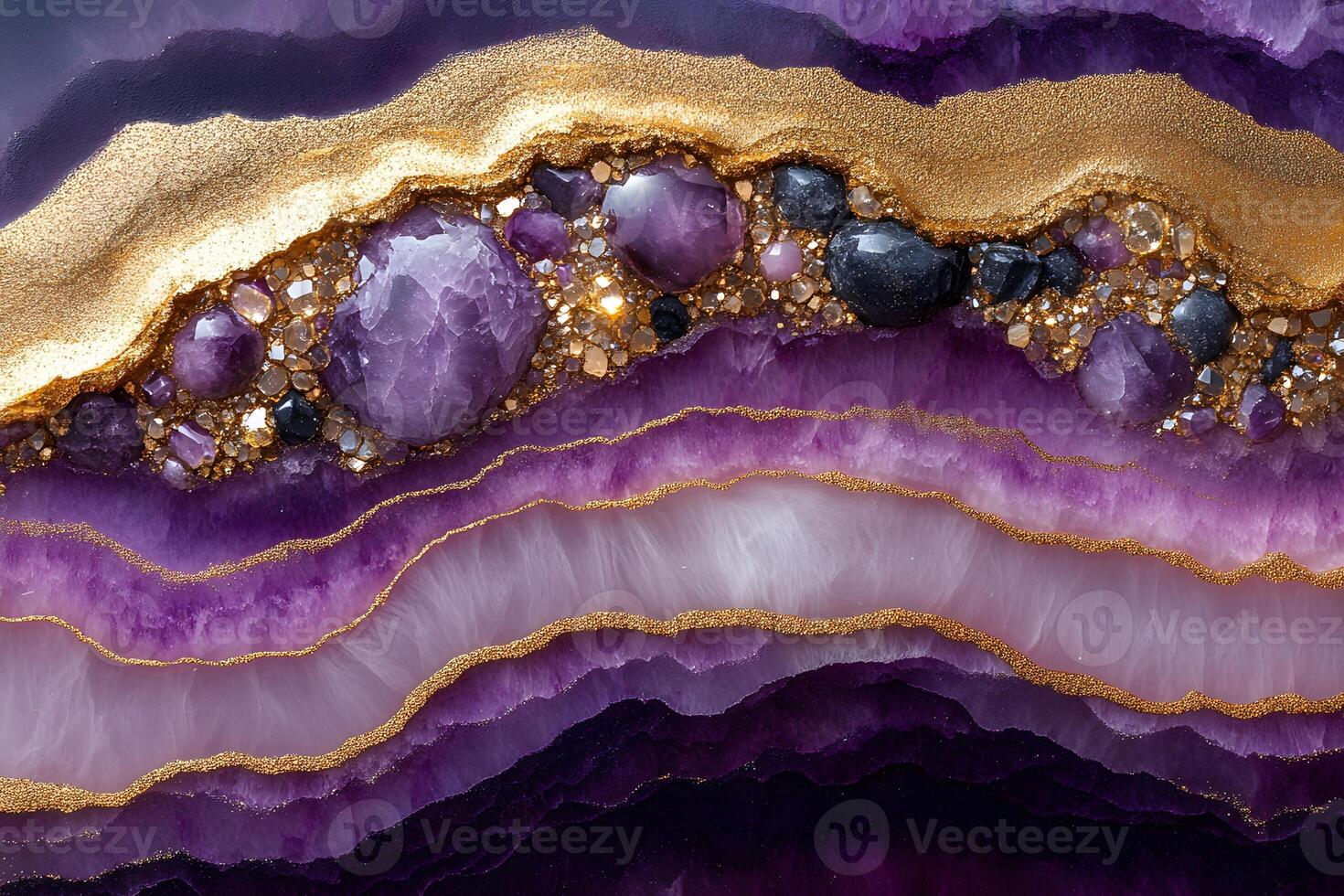 Luxurious Amethyst and Gold Geode Texture for Artistic Design and Decoration photo