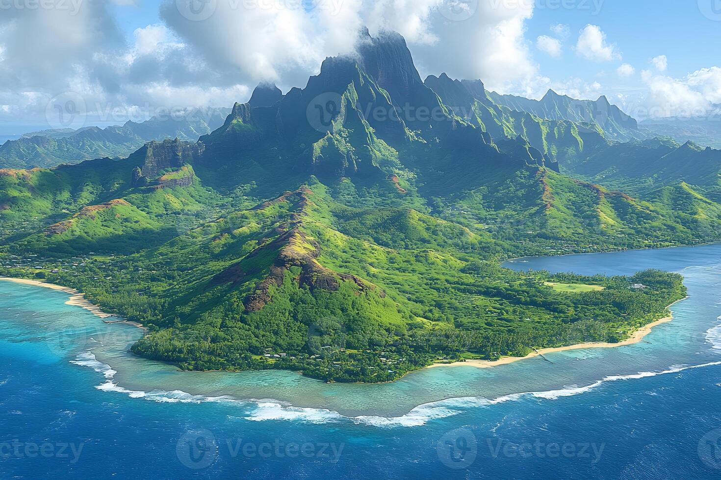 Tropical Island Paradise Scenic Mountainous Coastline and Lush Greenery for Posters photo