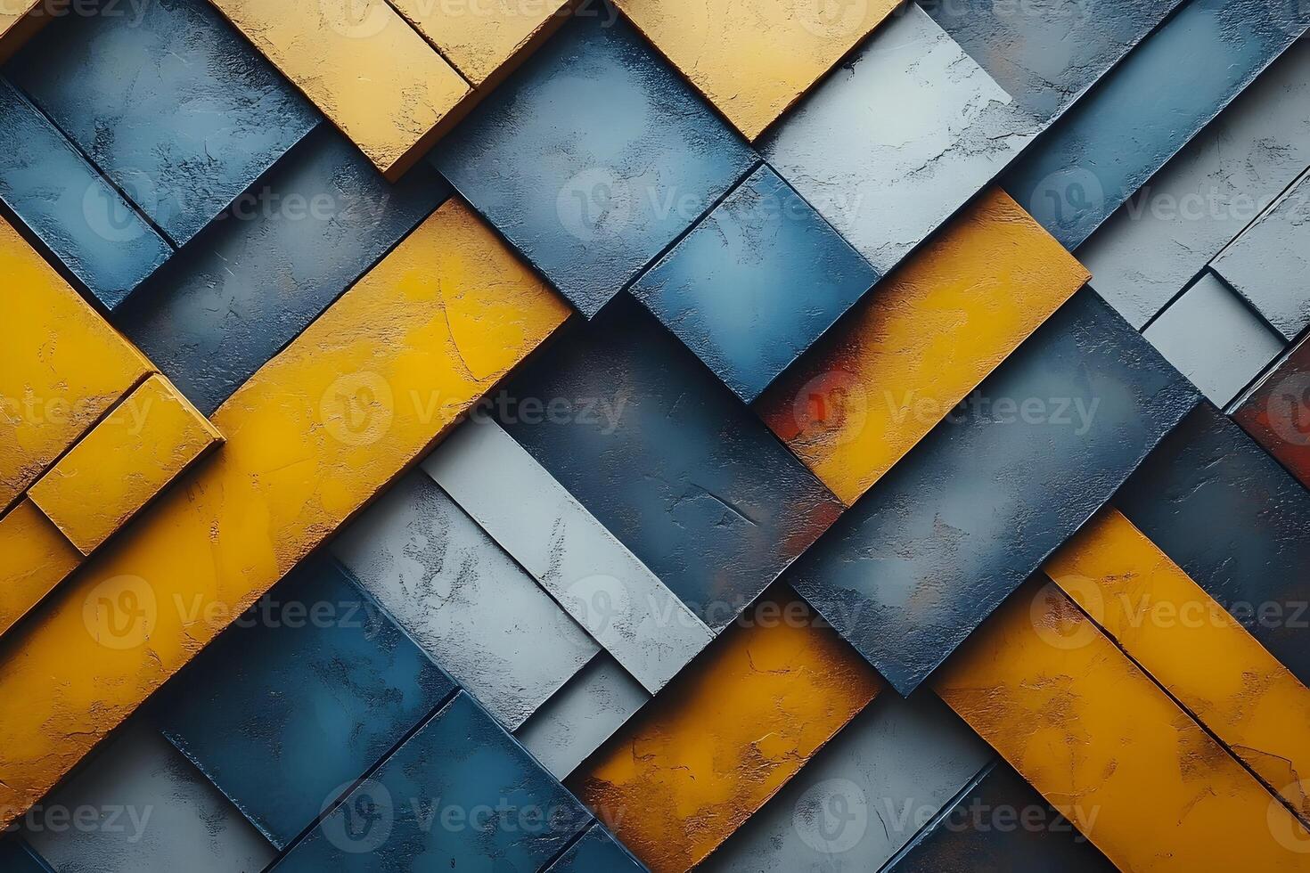 Abstract Geometric Pattern with Yellow and Blue Textured Panels for Modern Design photo