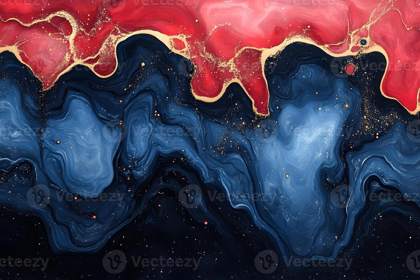 Vibrant Abstract Fluid Art with Red and Blue Waves for Modern Design photo