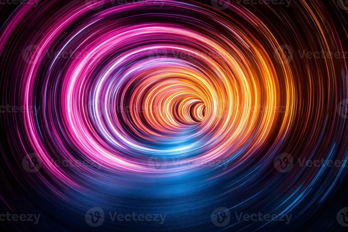 Vibrant Neon Light Swirls with Abstract Tunnel Effect for Modern Design photo