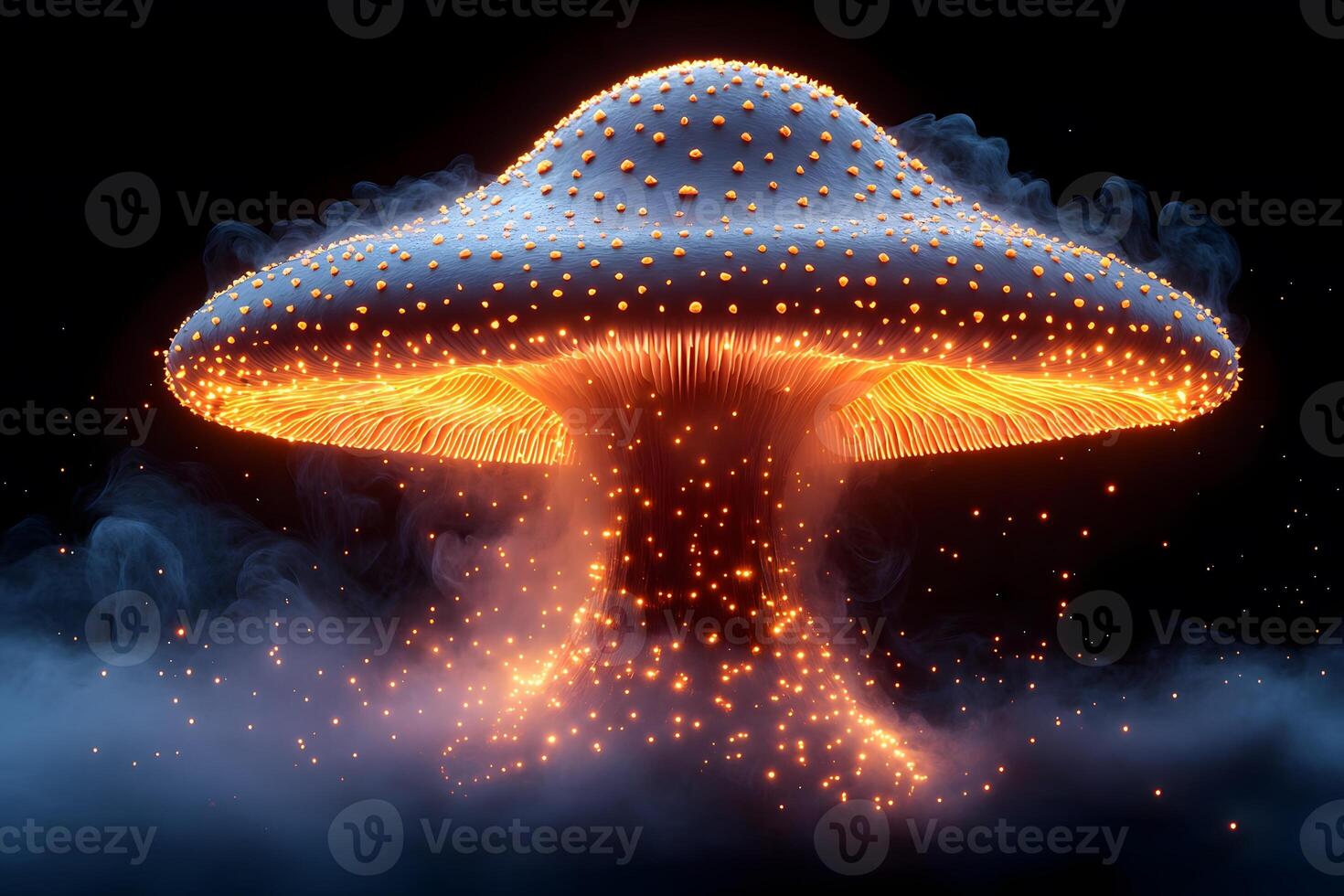 Glowing Mushroom Fantasy Scene with Magical Ambient Light for Artistic Design photo