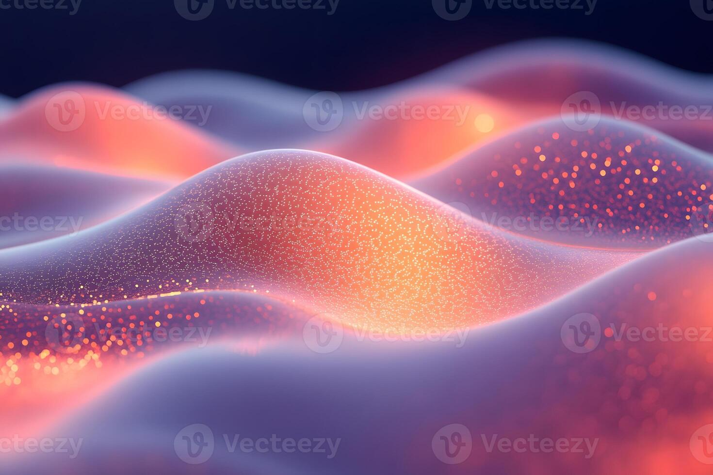 Abstract Glowing Waves with Luminescent Particles in Tranquil Light photo