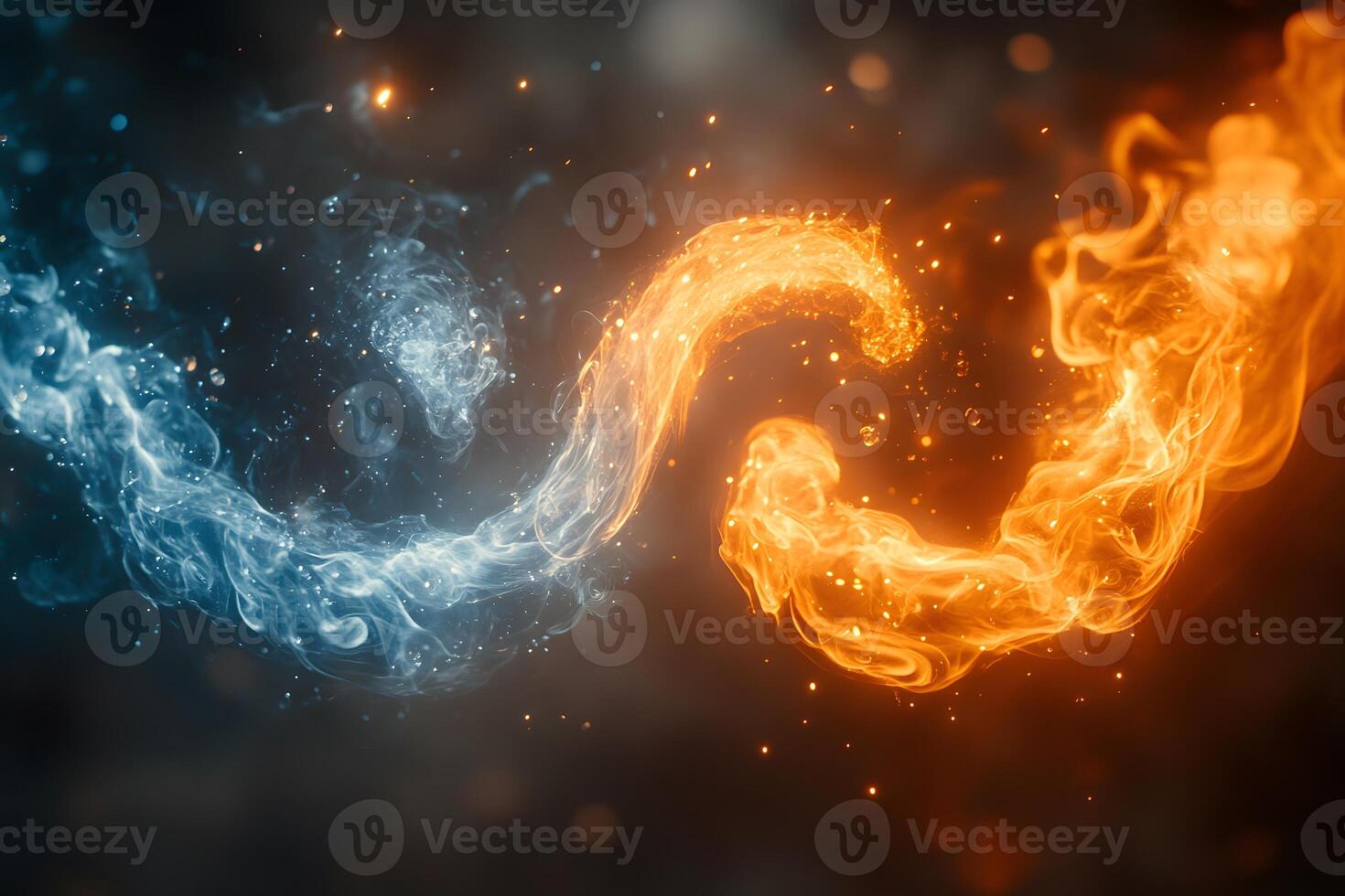 Dynamic Balance Fiery and Icy Swirls Illustration for Abstract Design and Decor photo