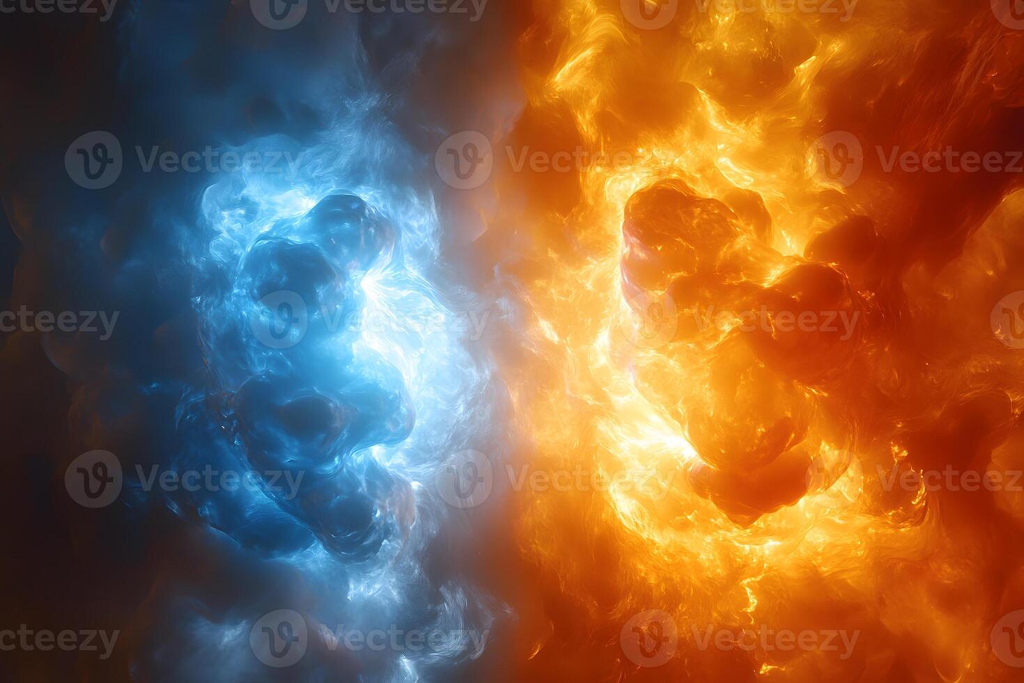 Conceptual Depiction of Fire and Ice Clash for Design and Print photo