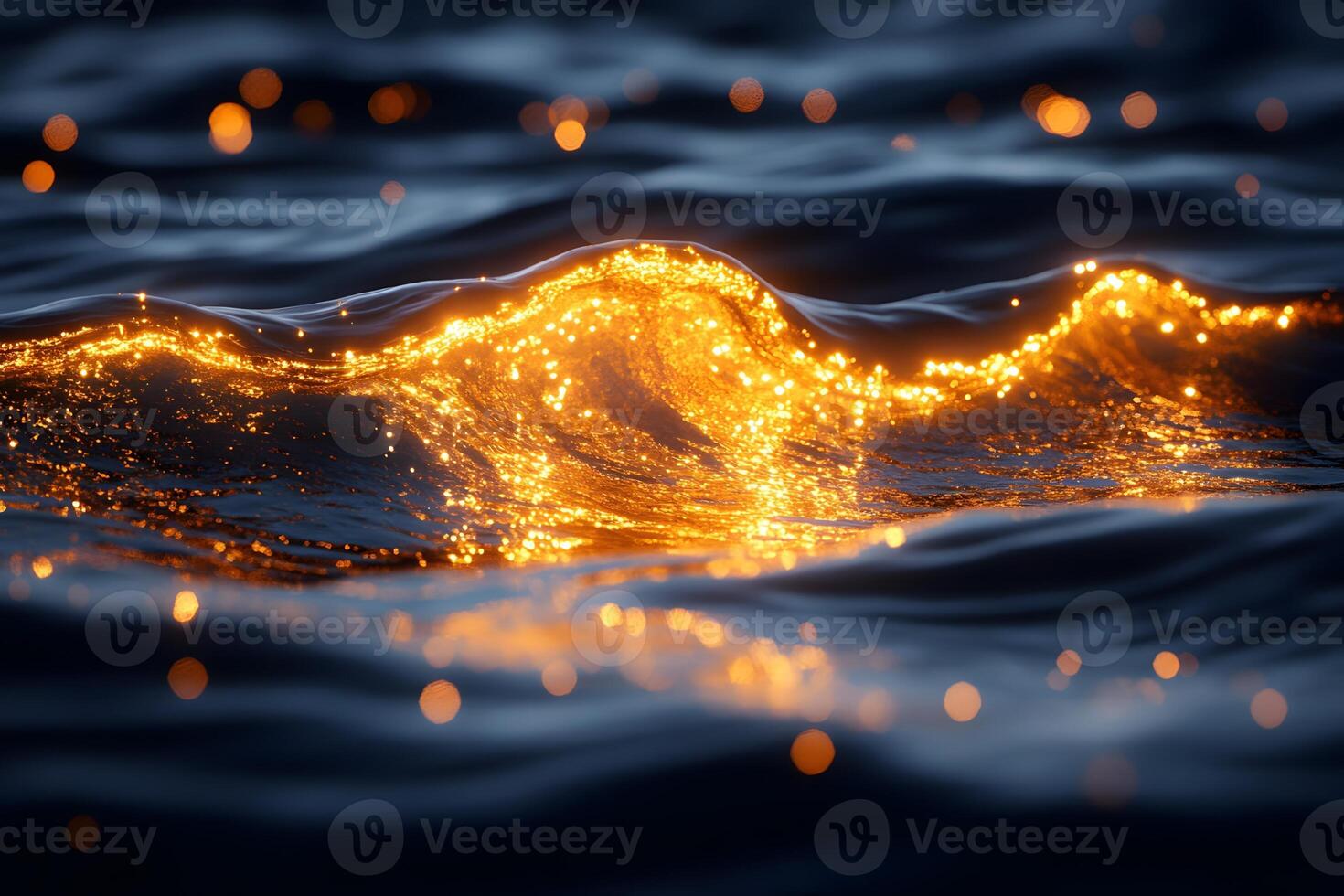 Golden Sunlit Waves at Sunset - Nature's Splendor and Tranquility photo