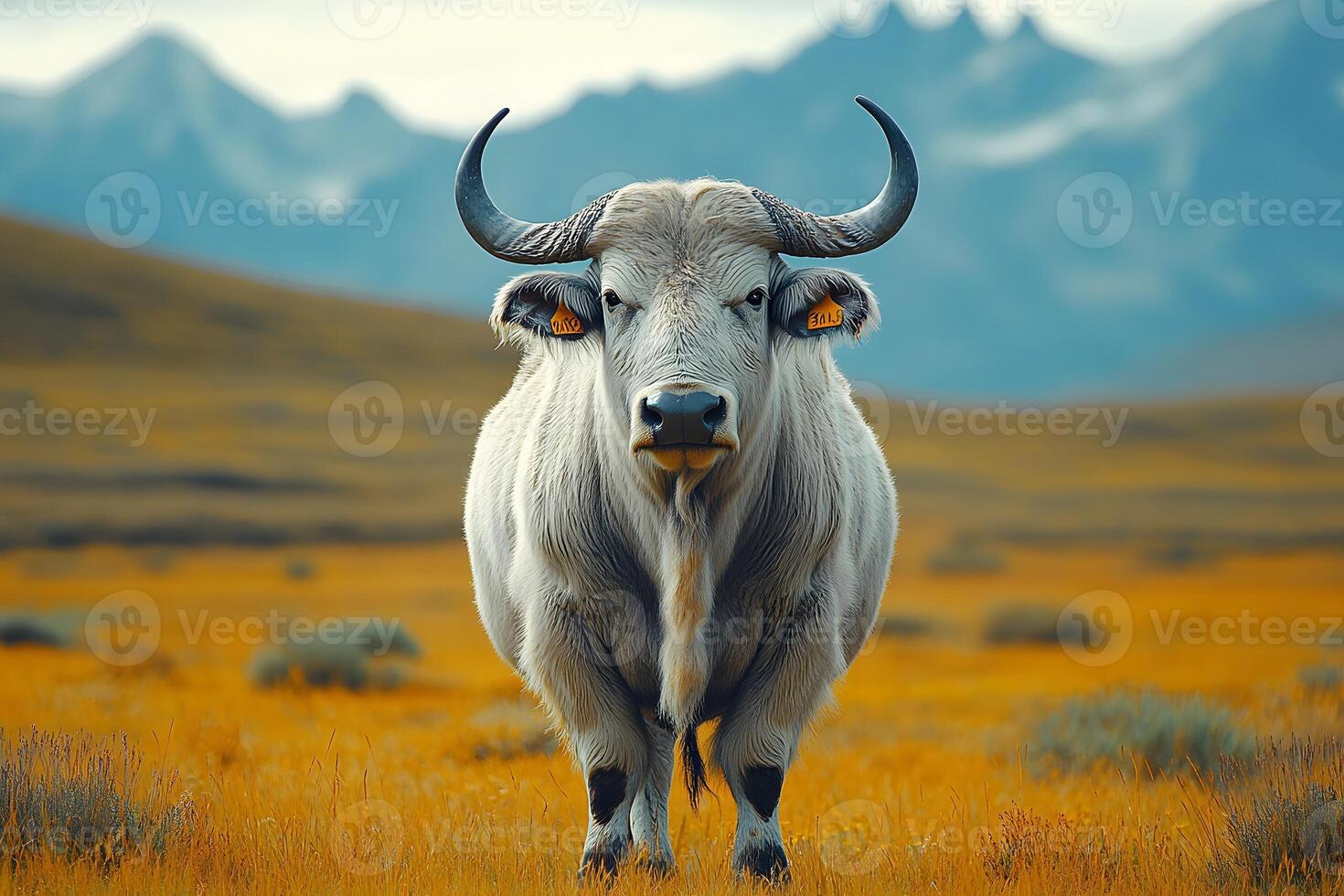 Majestic Yak in Mountainous Landscape for Nature and Wildlife Photography photo