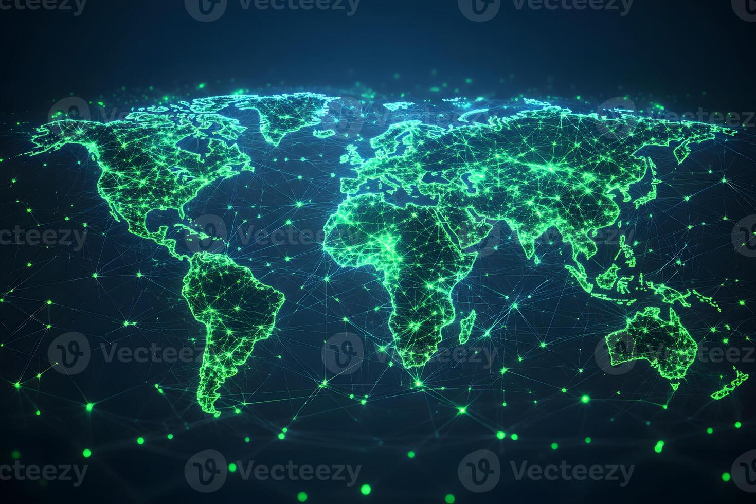 Global Connectivity Concept with Abstract Digital World Map - Networking and Technology Visualization photo