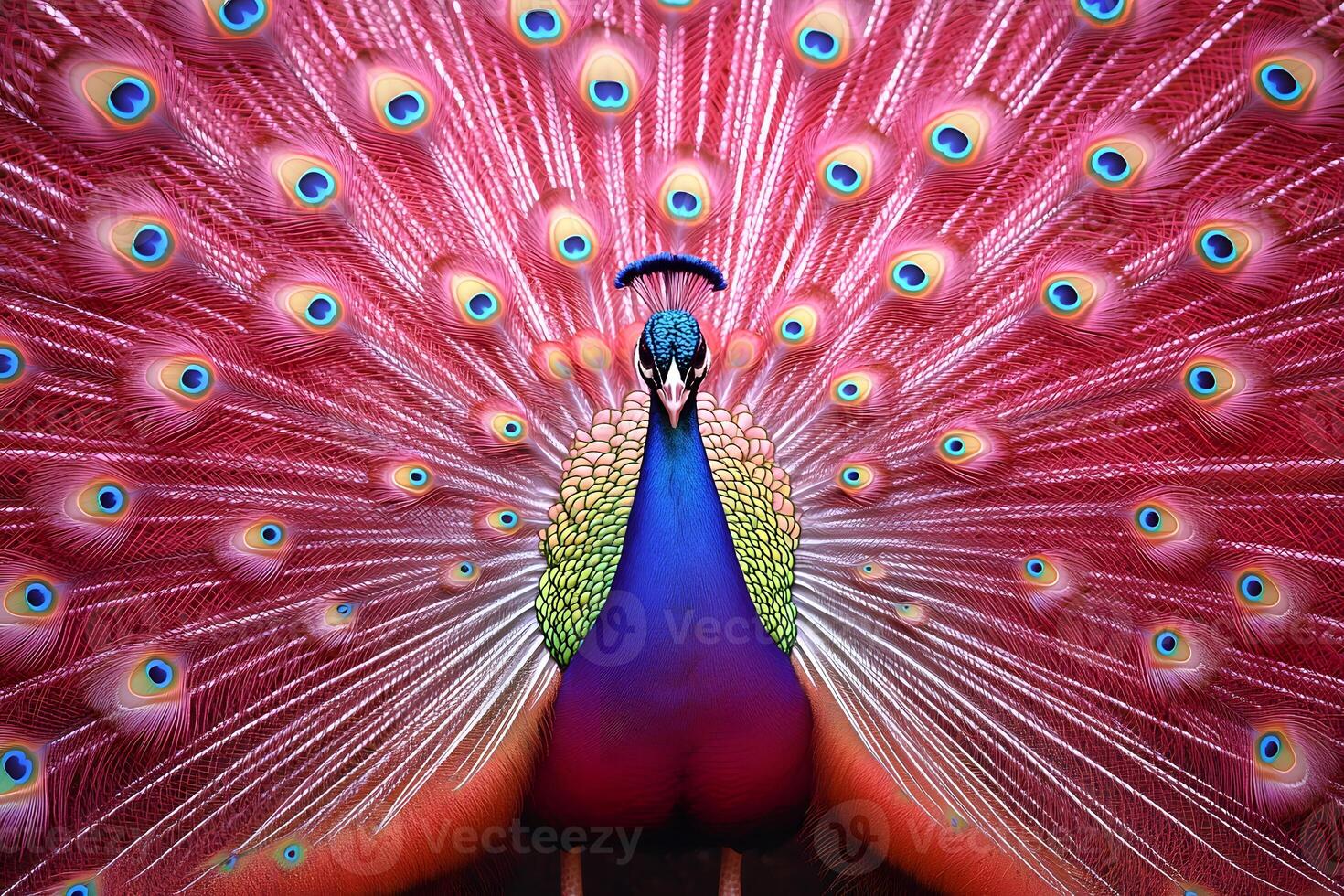 Vibrant Pink Peacock Display in Full Splendor for Nature and Art Design photo