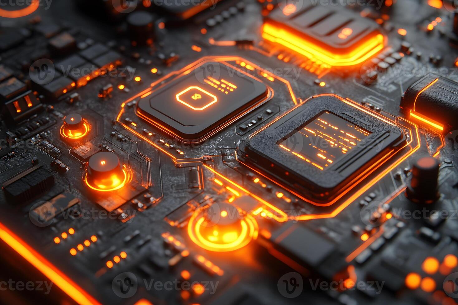Futuristic Technology Concept Glowing Circuit Board for Digital Innovation and Design photo