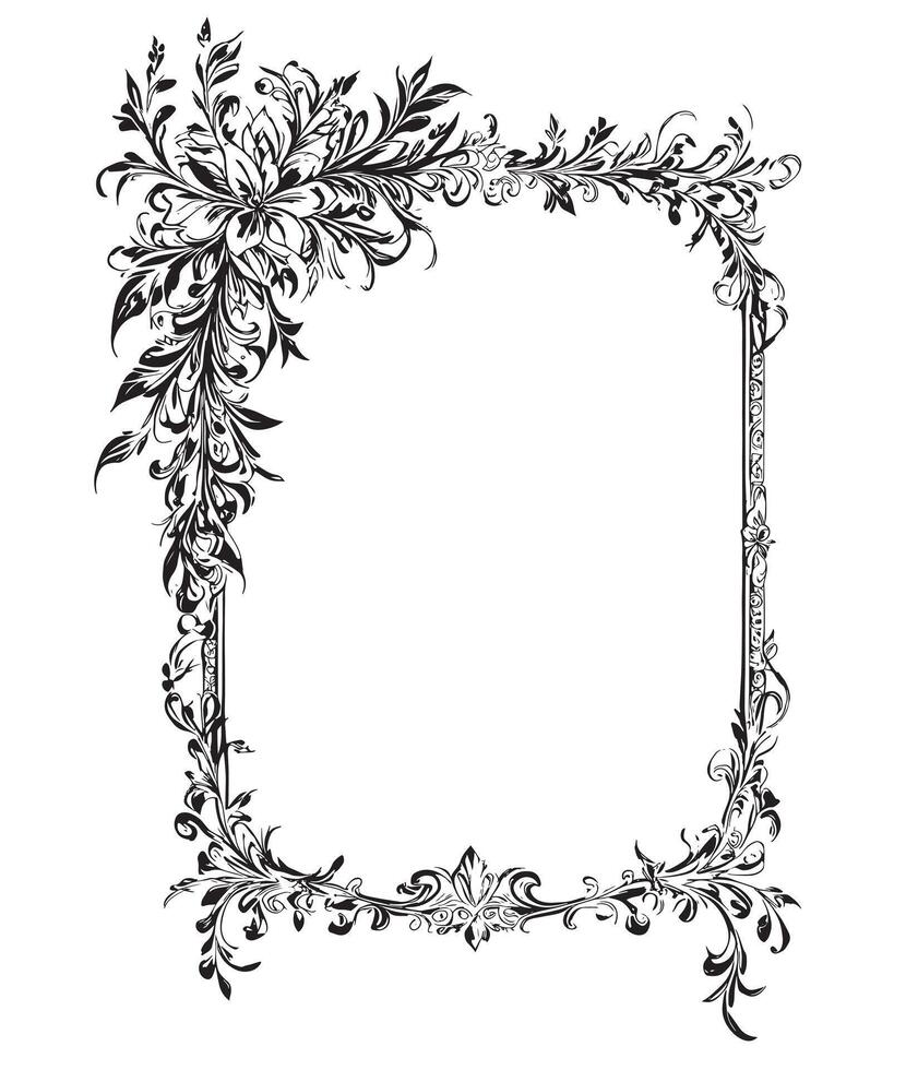 Line Art Flower Frame Minimalist and Stylish Floral Border Design Featuring Delicate Line Drawings of Flowers, Perfect for Invitations vector