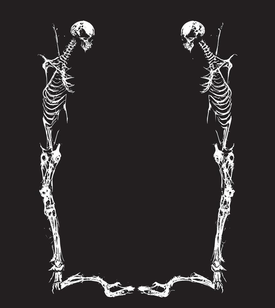 skeleton horror frame, skeleton frame grunge effect, horror grunge frame vector