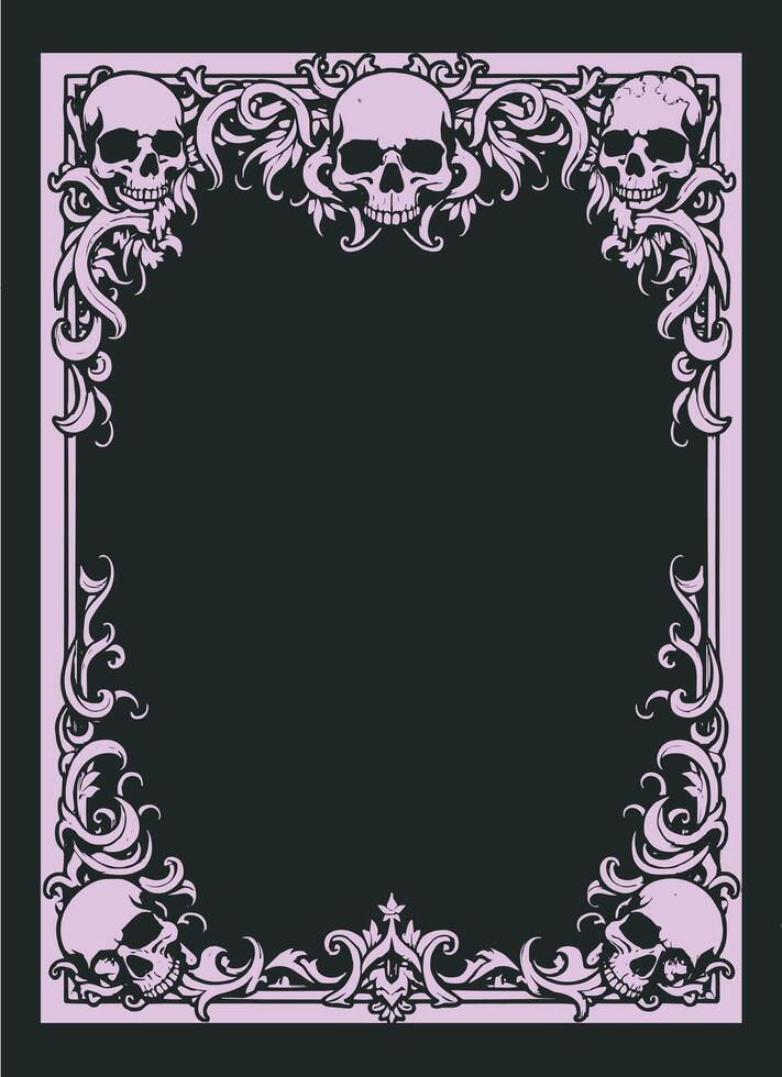 horror skull skull frame , frame for festival music poster , death metal poster frame ornament, metal band show poster vector