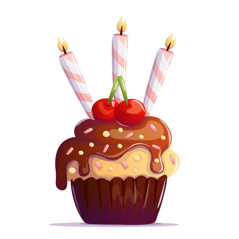 Festive banana cupcake topped with colorful sprinkles vector