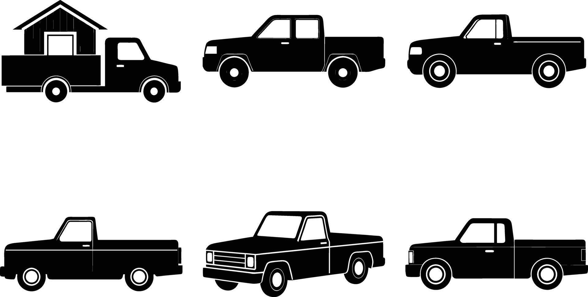 Pickup truck outline with sharp edges on white background vector