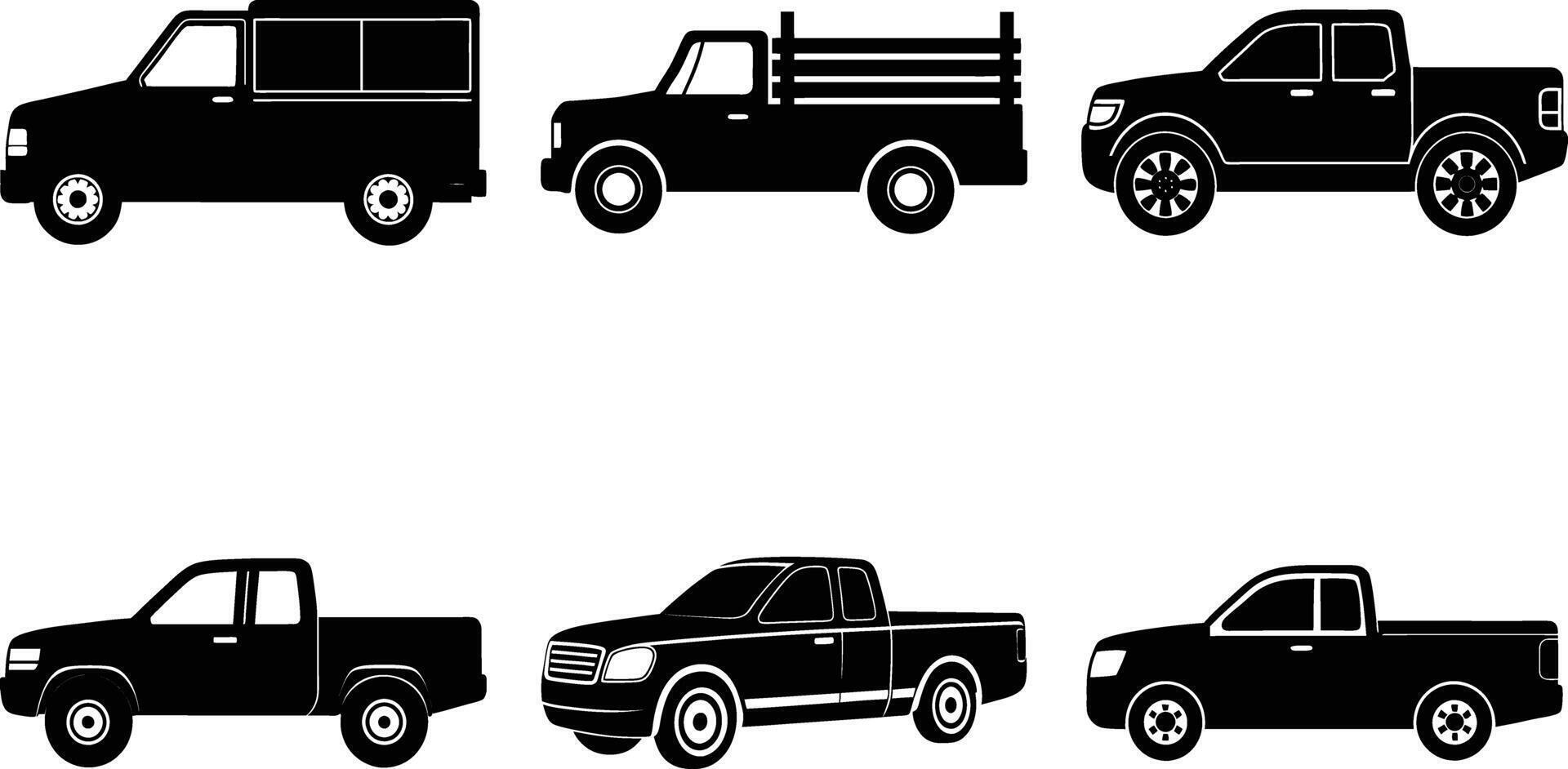 Pickup truck with bold profile shown on white backdrop vector