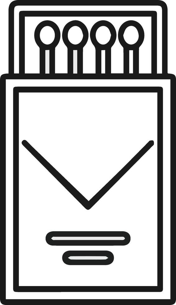 The illustration shows an outline of wooden matches, capturing their simple yet essential design, highlighting the slender wooden sticks and the match tips in a minimalist style vector