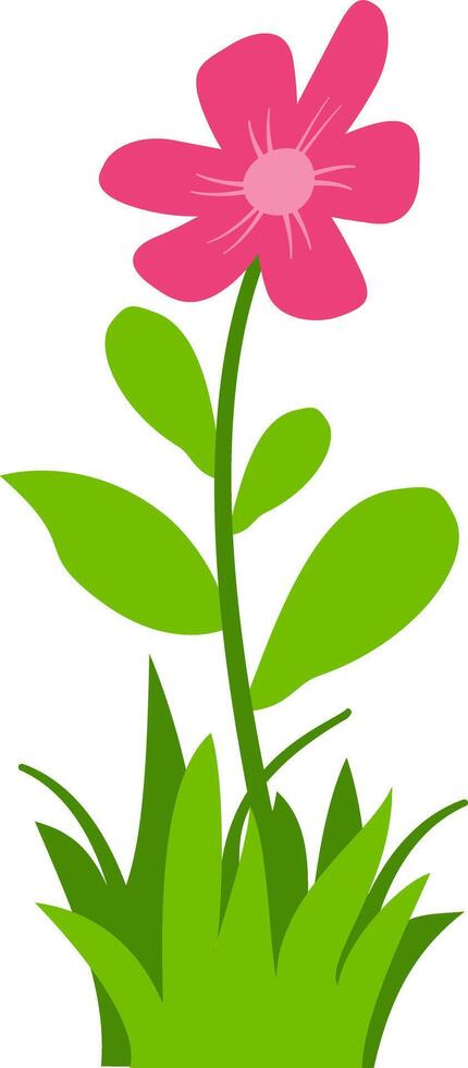 Charming floral pink blossoms, green leaves, and grass, great for nature-inspired decorative projects. vector