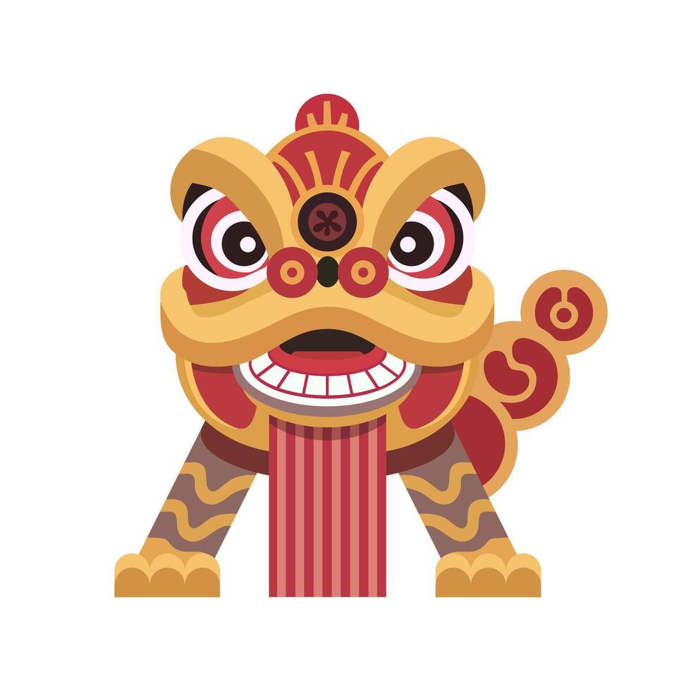 Chinese Lion Dance Costume Flat Modern Design vector