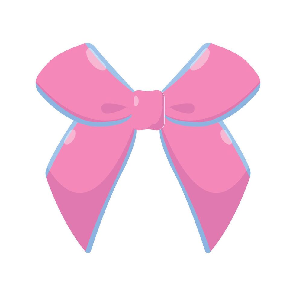 Pink Ribbon Bow Flat Illustration. Clean Icon Design Element on Isolated White Background vector