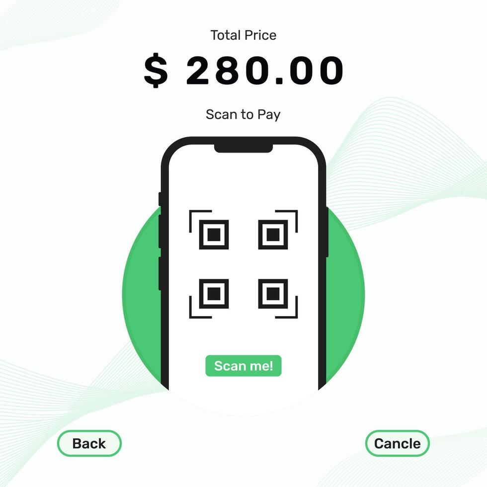 QR code scan here . Qr code, barcode, scan me, printable scan here sticker, payment, template. Social media post and web illustration. vector