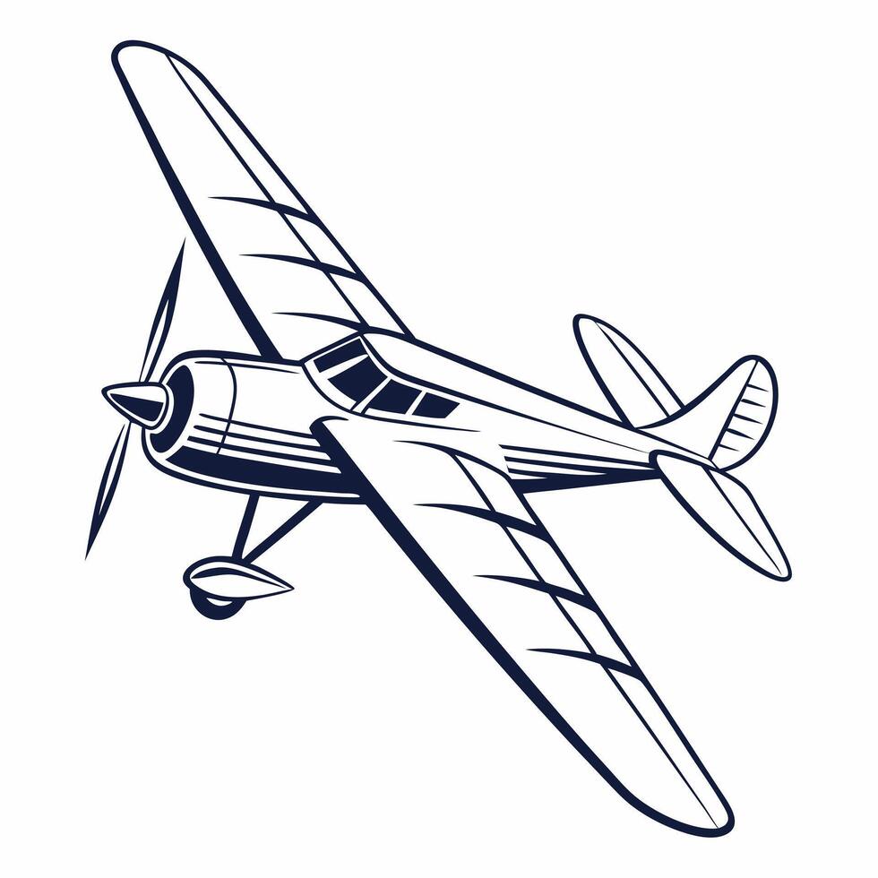 Black outline airplane on white background vector