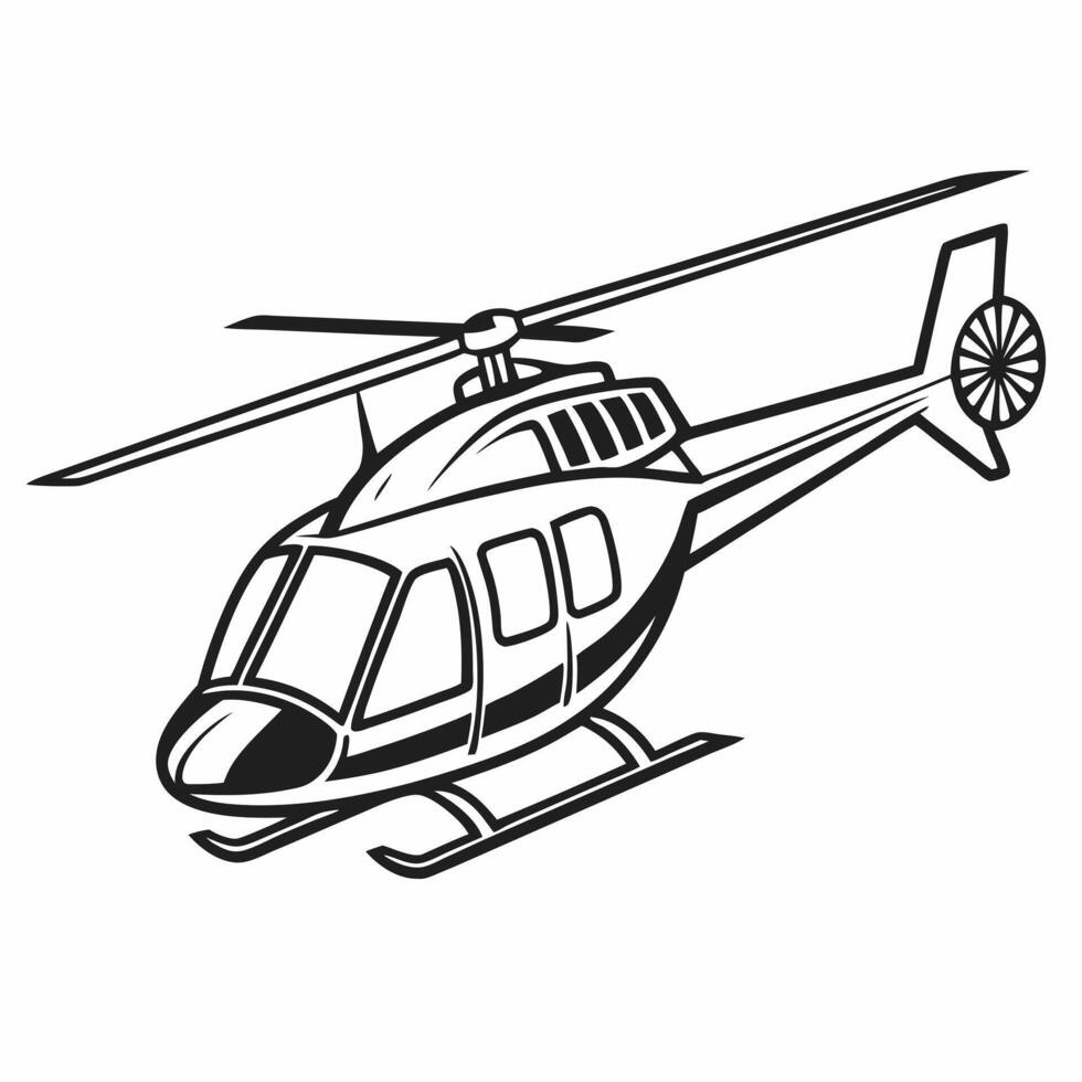 Black silhouette Set of Realistic Helicopter isolated on white background. vector