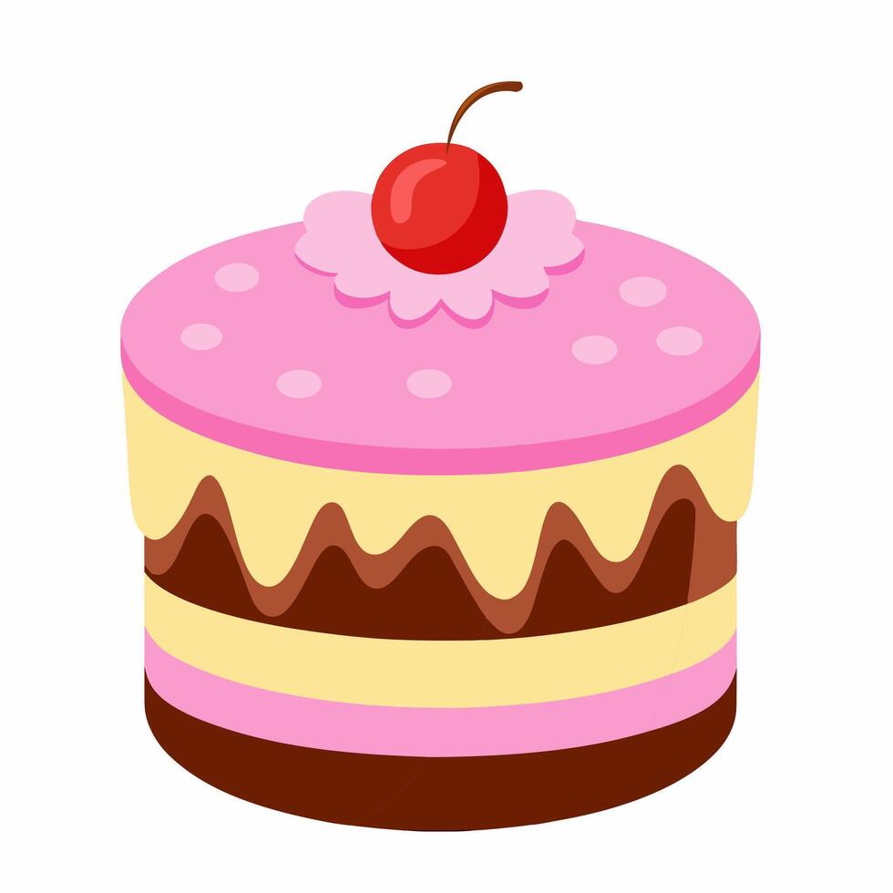 Cartoon cake isolated on white background. Front view. vector