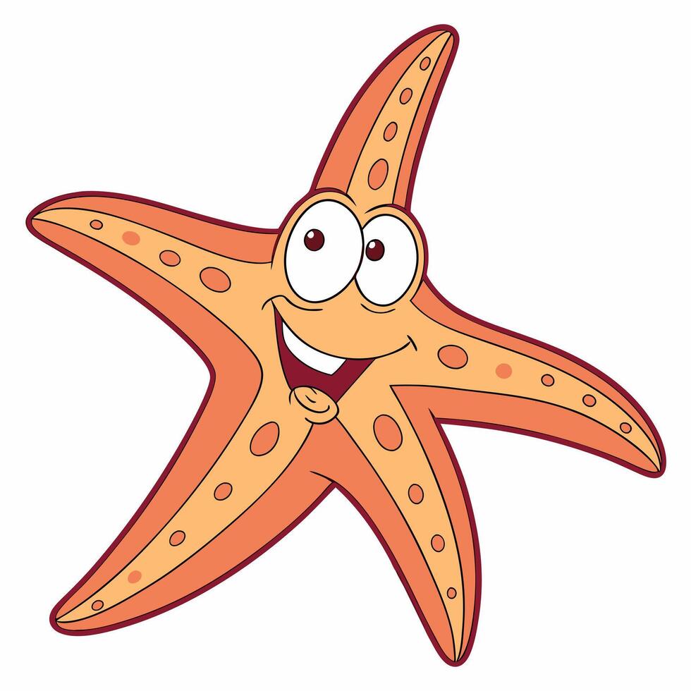 Cute cartoon starfish isolated on white background. Front view vector