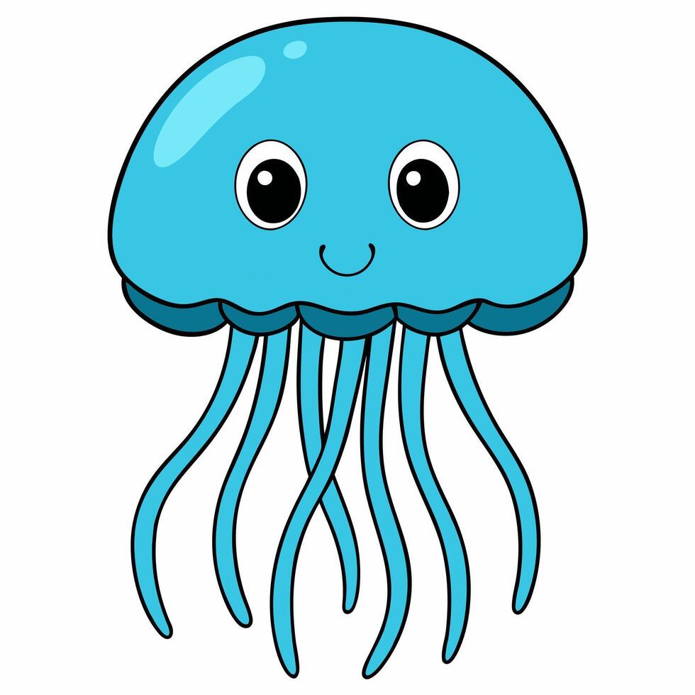 Cartoon jellyfish isolated on white background. Front view. vector