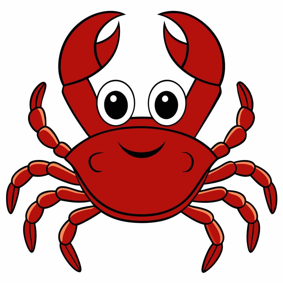 Cute cartoon crab isolated on white background. Side view. vector