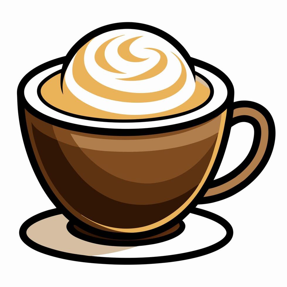 Cup of Coffee cartoon Clipart, and Line Art Design vector