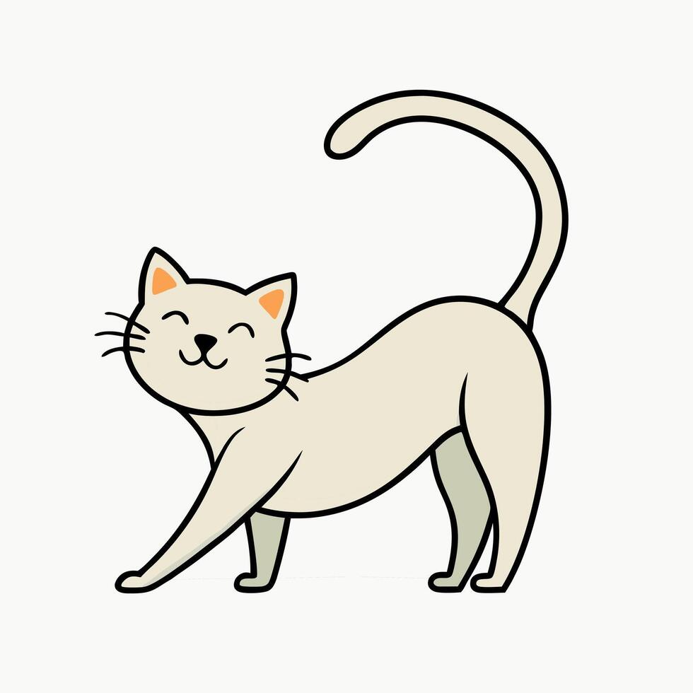 Beautiful cat outline isolated on white. Side view vector