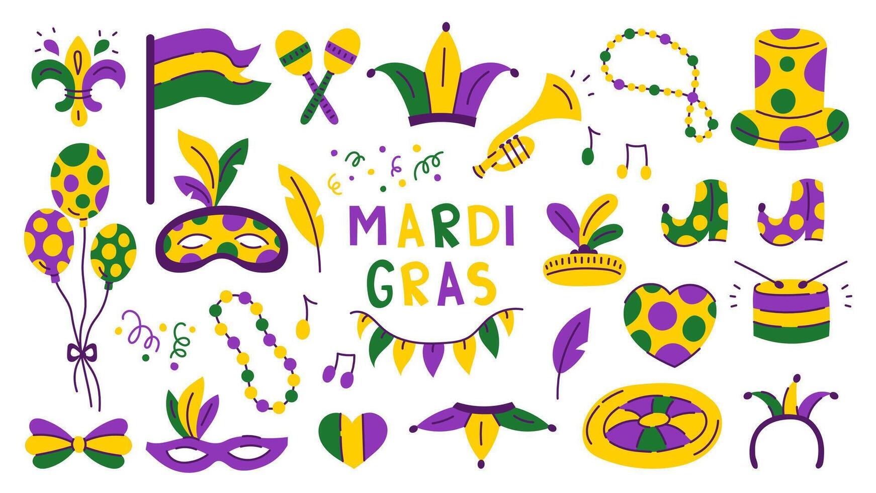 Mardi Gras Design Elements Set vector