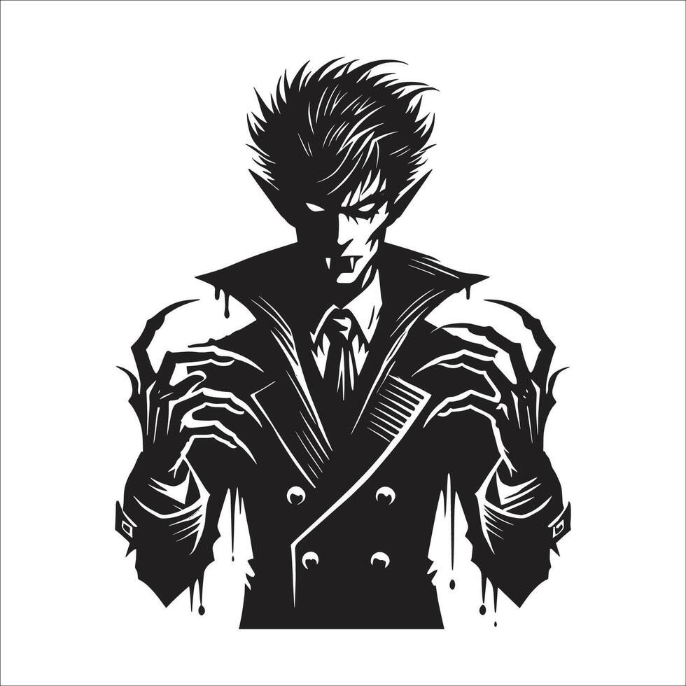 Gothic Vampire character Portrait Silhouette illustration vector