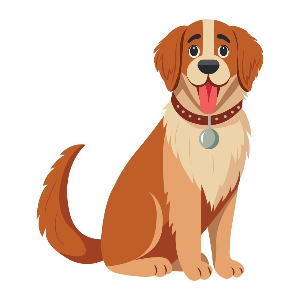 Red dog in cartoon style. Illustration with a kind cute dog. vector