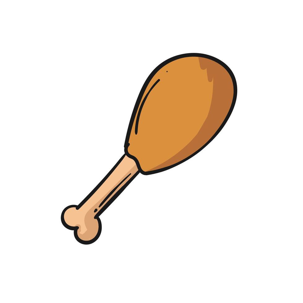 Roasted Chicken Leg Illustration, Delicious Food, Brown Chicken Drumstick vector