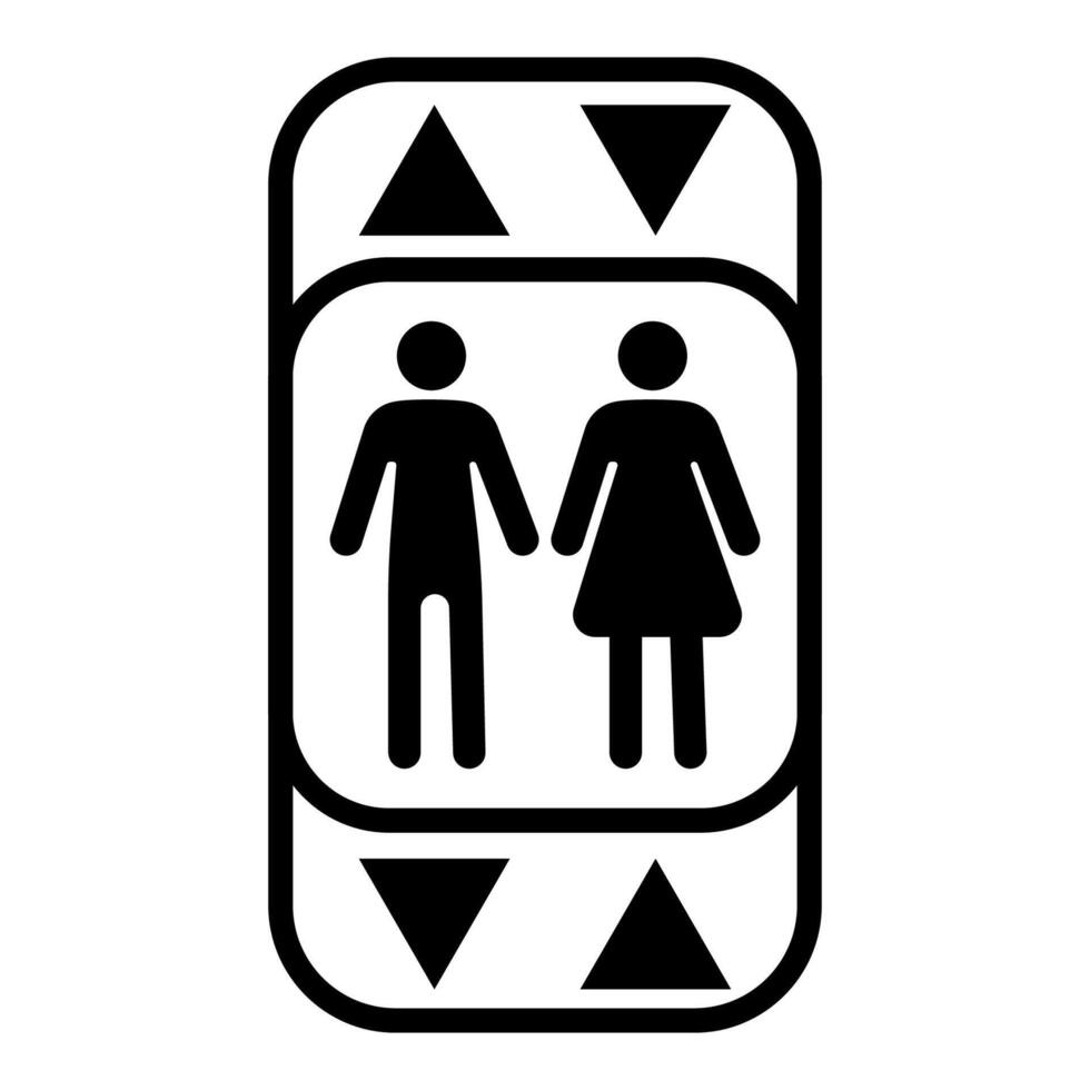 Black and White lift Elevator Icon with People vector