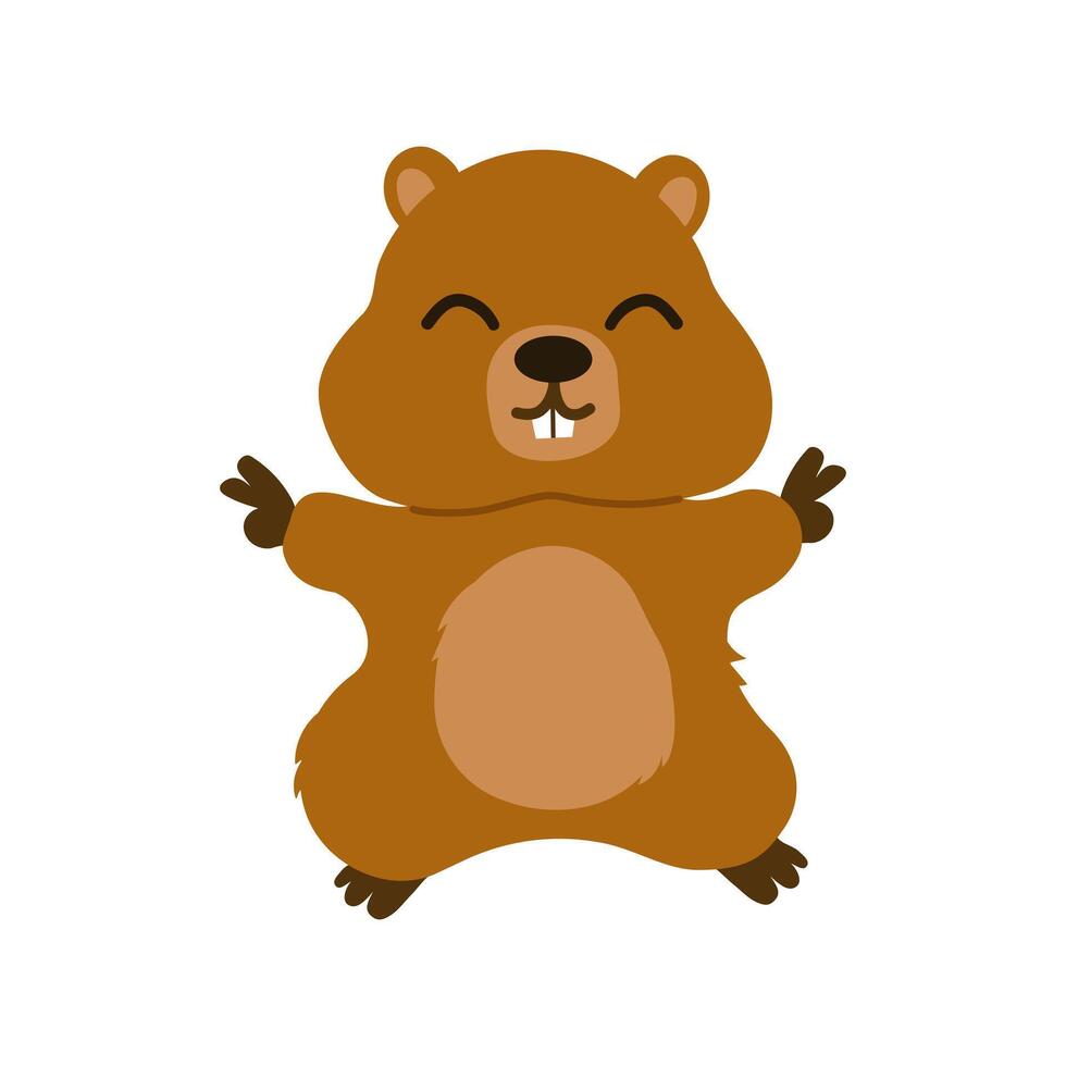 Marmot . illustration, banner design with funny character isolated on white background. Flat design. vector