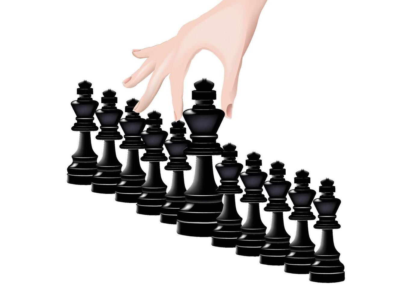 Businesswoman playing chess, moving a king piece forward vector